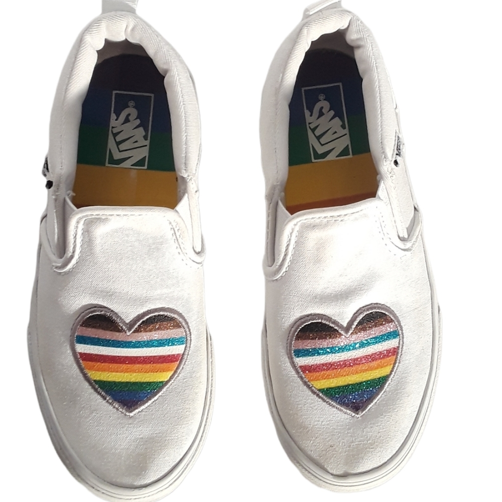 Vans Asher Rainbow glitter heart slip on sneakers - Picture 6 of 8